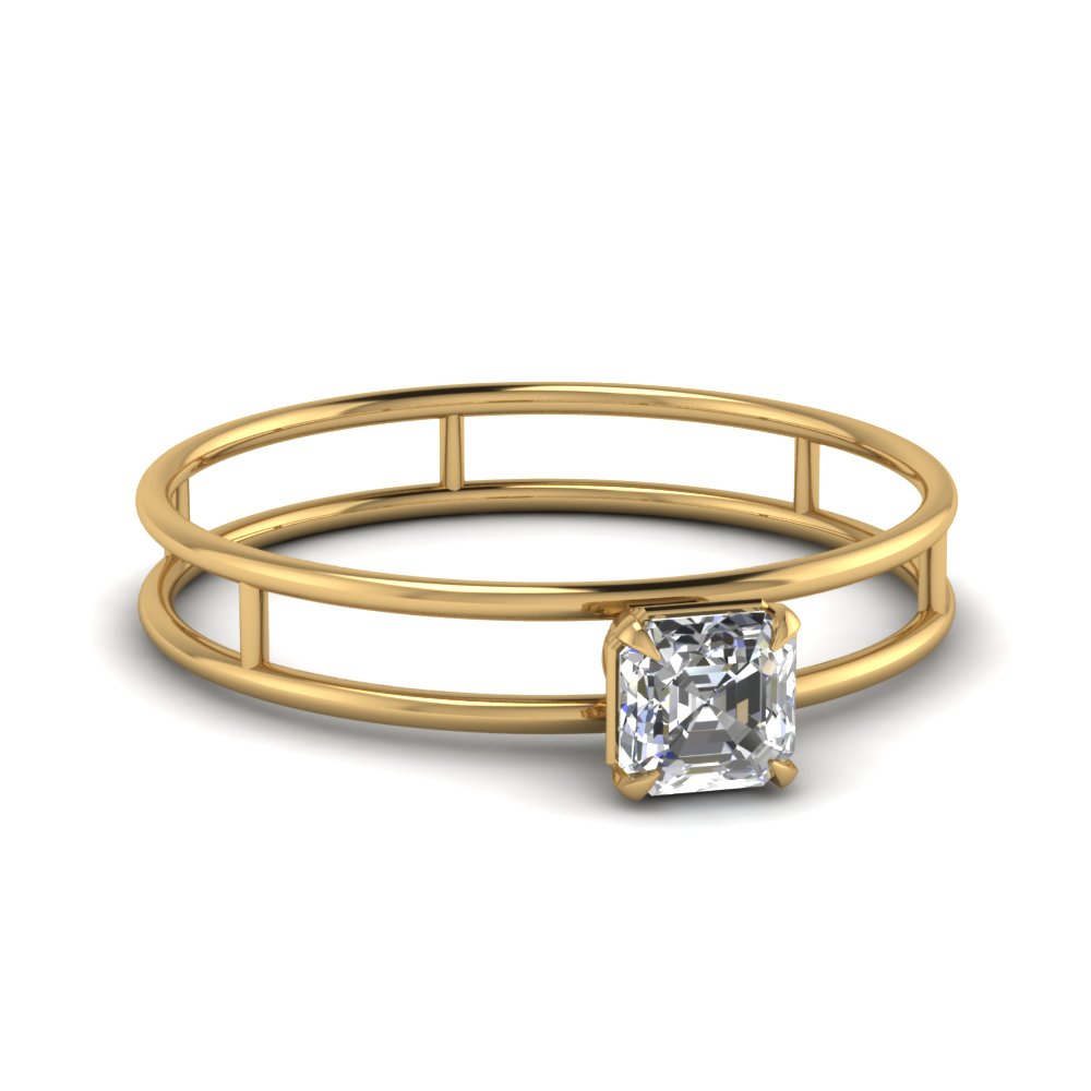 Asscher Cut Solitaire Diamond Promise Ring