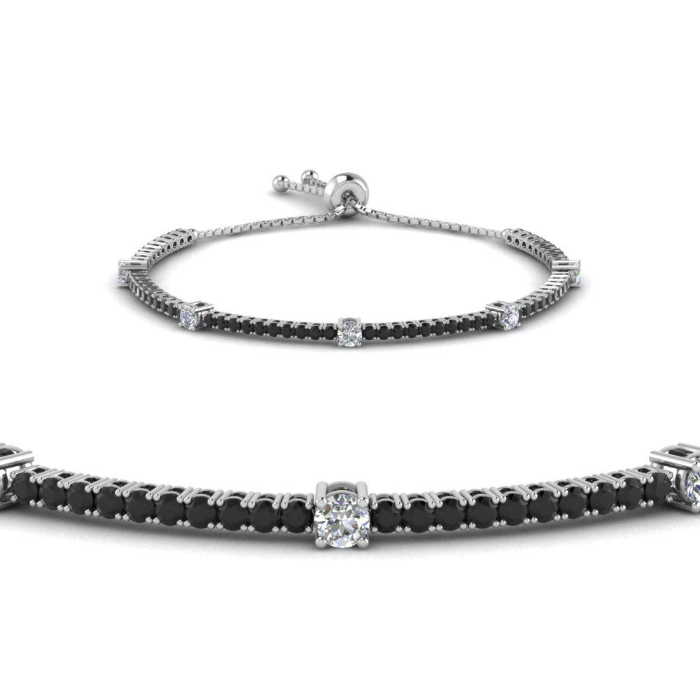 Bolo Clic Design Bracelet With Black Diamond In 14k White Gold Bolo Clic Design Bracelet With Black Diamond In Fdbrct2271732sbgblackangle2 Nl Wg