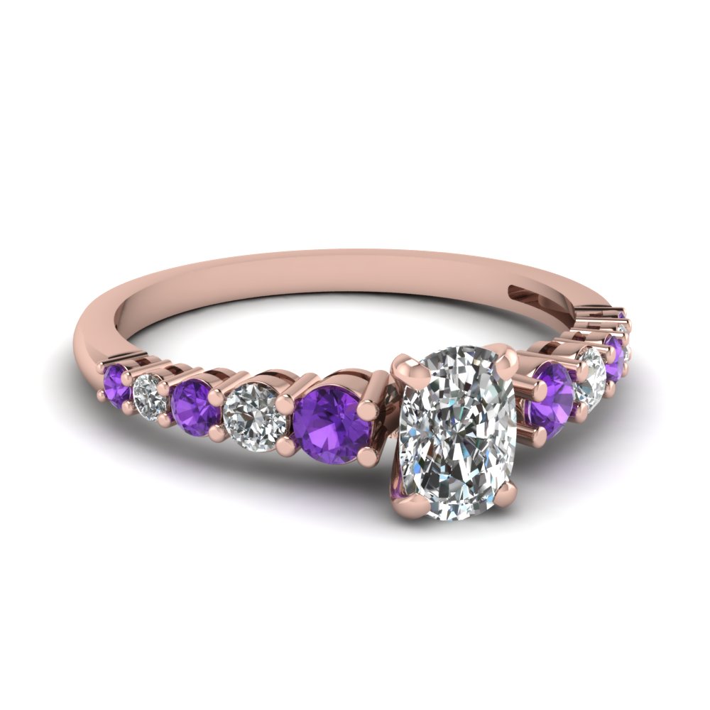 Purple Topaz And Diamond Cushion Proposal Ring