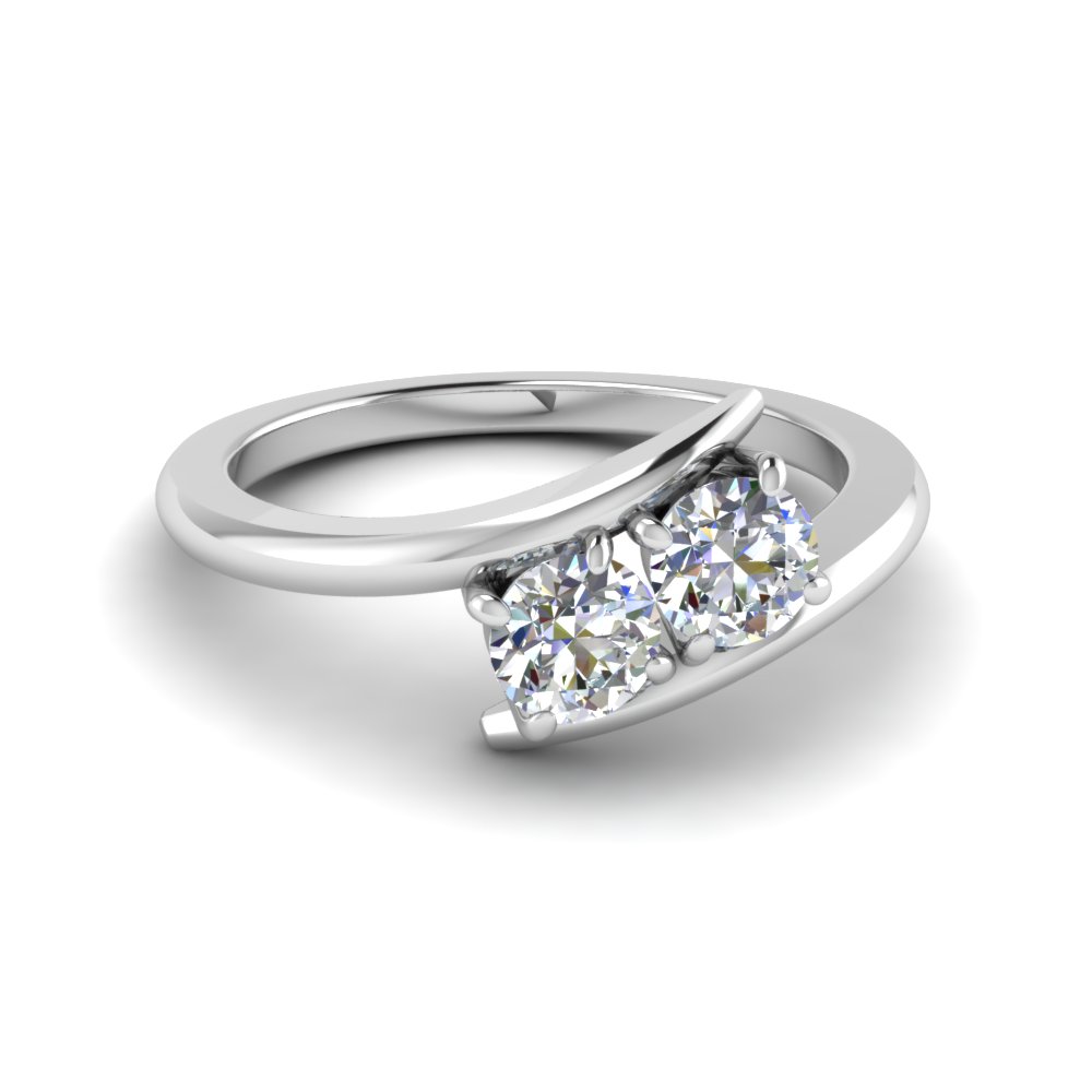 Two Stone Interwoven Diamond Promise Ring