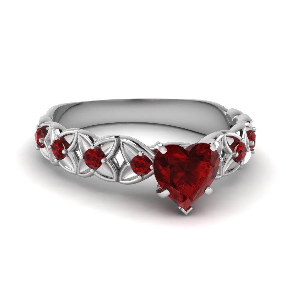 Heart Shaped Ruby Engagement Rings
