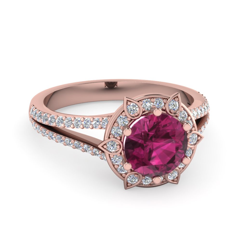 Gorgeous Sapphire And Diamond Halo Split Ring