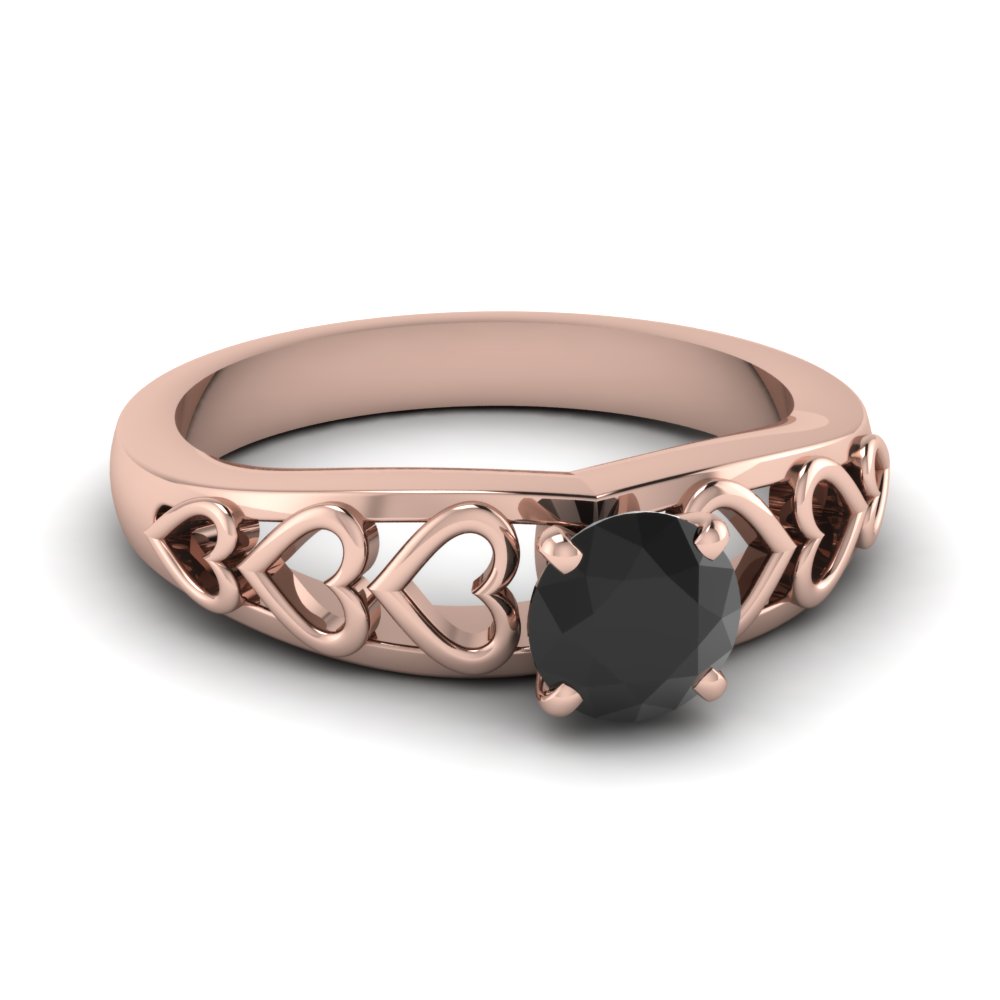 Unique Black Diamond solitaire Promise Ring