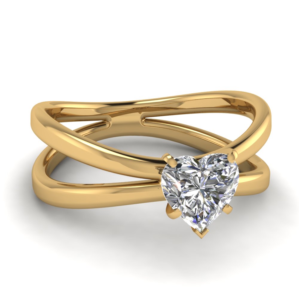 Yellow Gold Split Shank Solitaire Engagement Ring