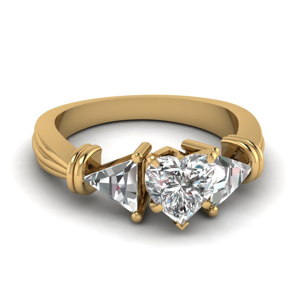 Trillion Heart shaped 3 Stone Modern Diamond Ring