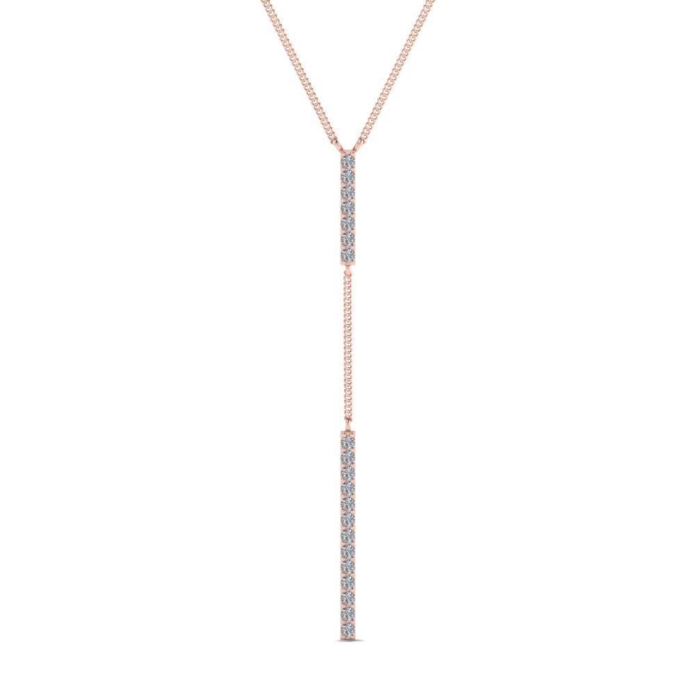 Long Straight Bar Hanging Diamond Pendant