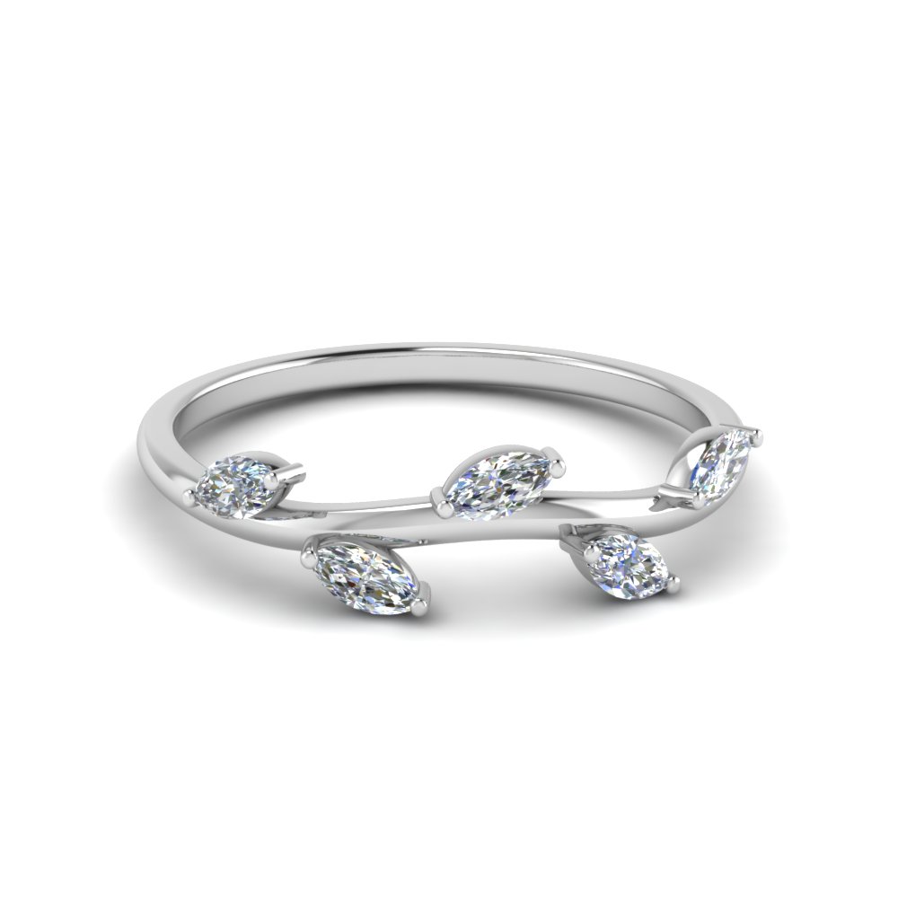Marquise Diamond Leaf Wedding Band In 950 Platinum Fascinating Marquise Diamond Leaf Wedding Band In Fd122971b Nl Wg