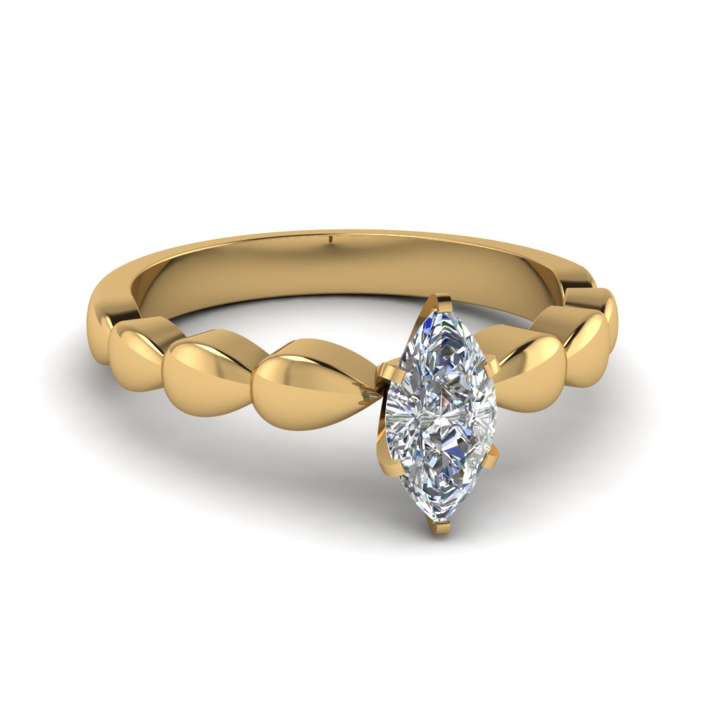 Yellow Gold Six Prong Solitaire Diamond Ring
