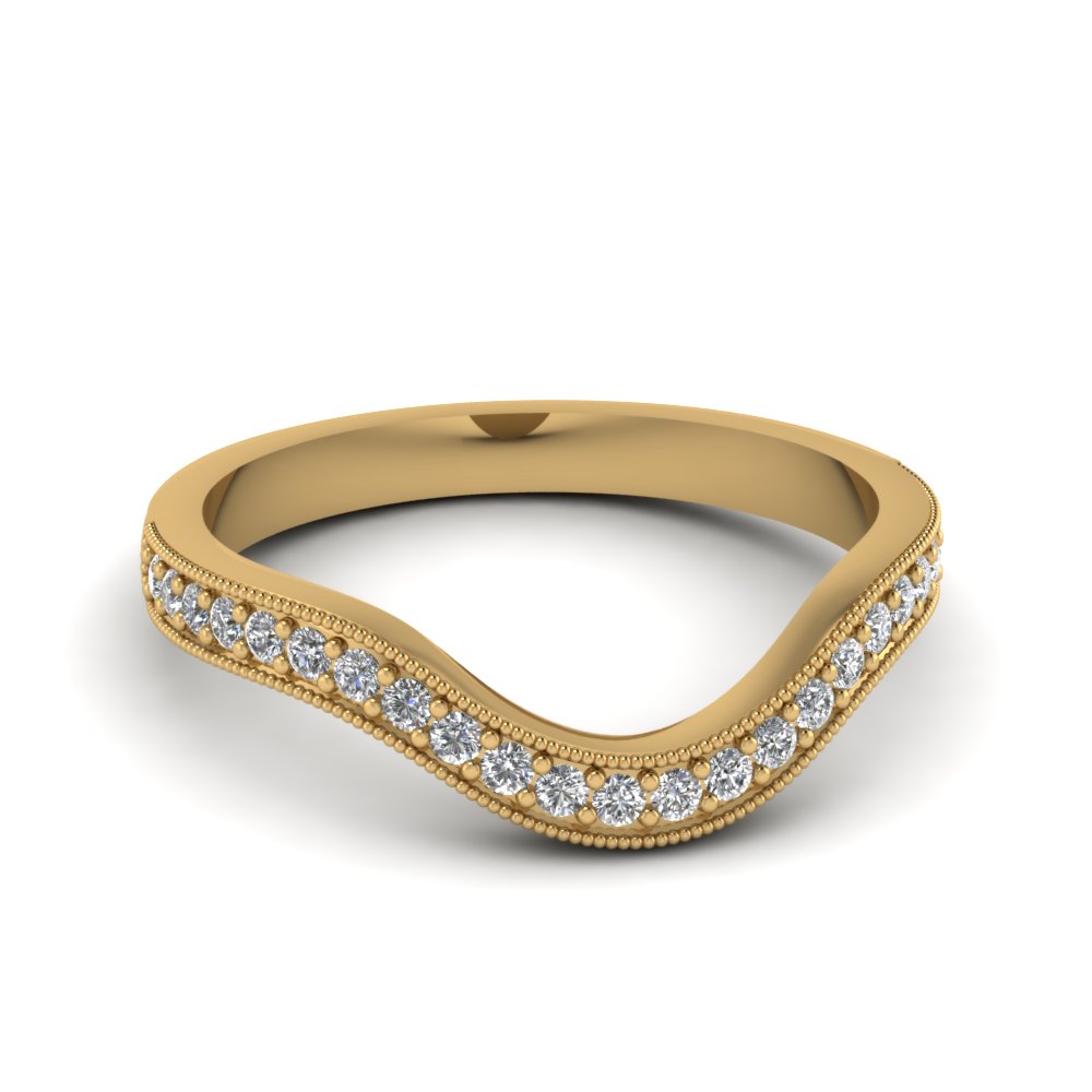 Milgrain Pave Curved Diamond Wedding Band Fascinating