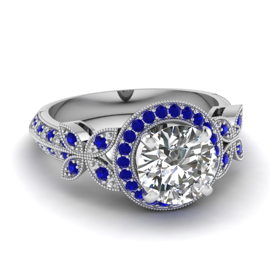 Nature Inspired Antique Halo Diamond Ring