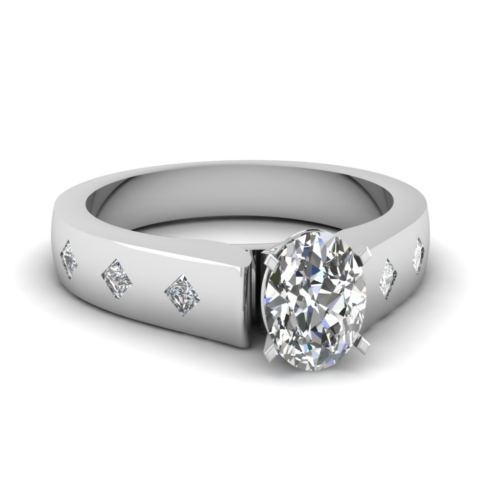 Flush Set Accent Diamond Engagement Ring