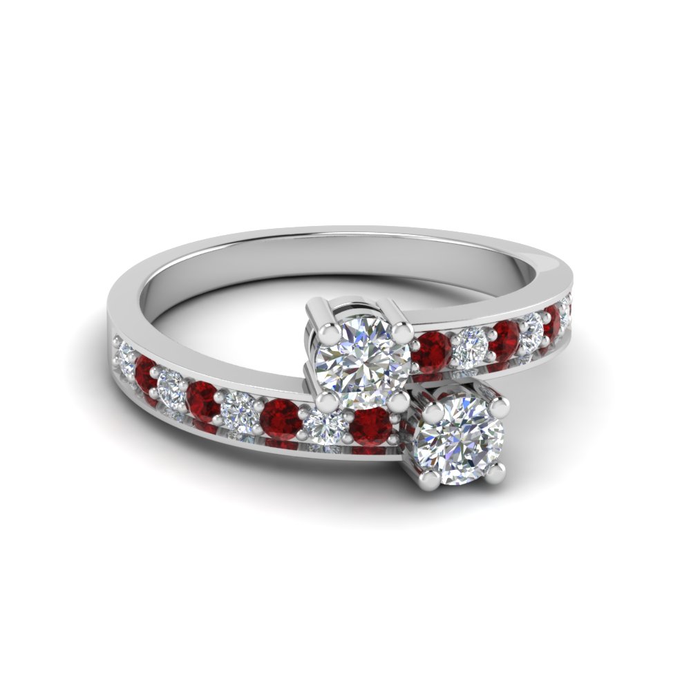 Pave 2 Stone Diamond Promise Ring