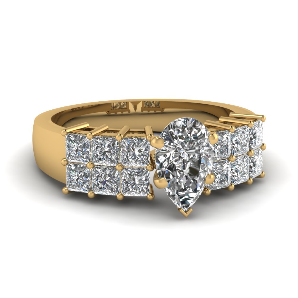 Gold 2 Row Princess Cut Channel Set Diamond Ring