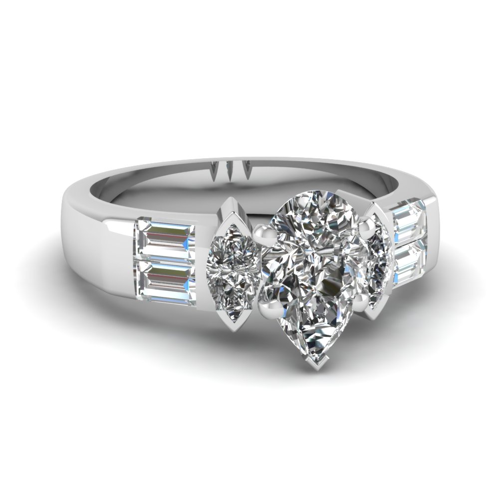 Bar baguette Accent diamond Ring