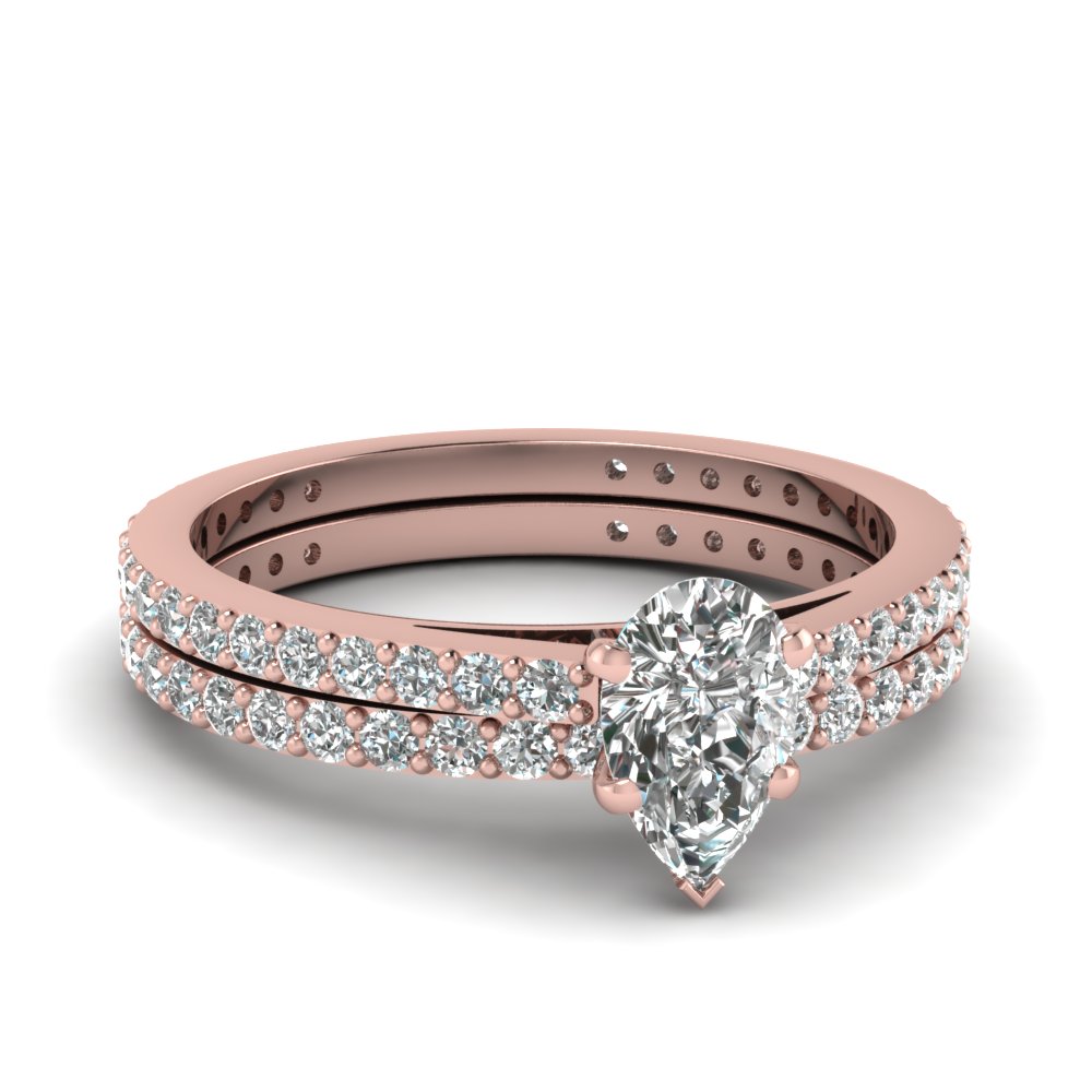 pear shaped diamond wedding ring sets with white diamond in 14k rose gold - Pear Shaped Wedding Ring Sets pear shaped diamond wedding ring sets with white diamond in 14k rose gold - Pear Shaped Wedding Ring Sets