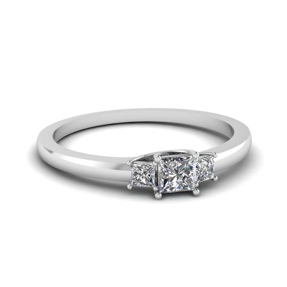 Princess Cut Delicate 3 Stone Engagement Ring