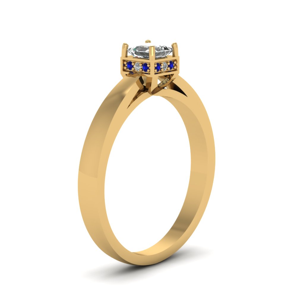 Yellow Gold Solitaire Accent Diamond Ring
