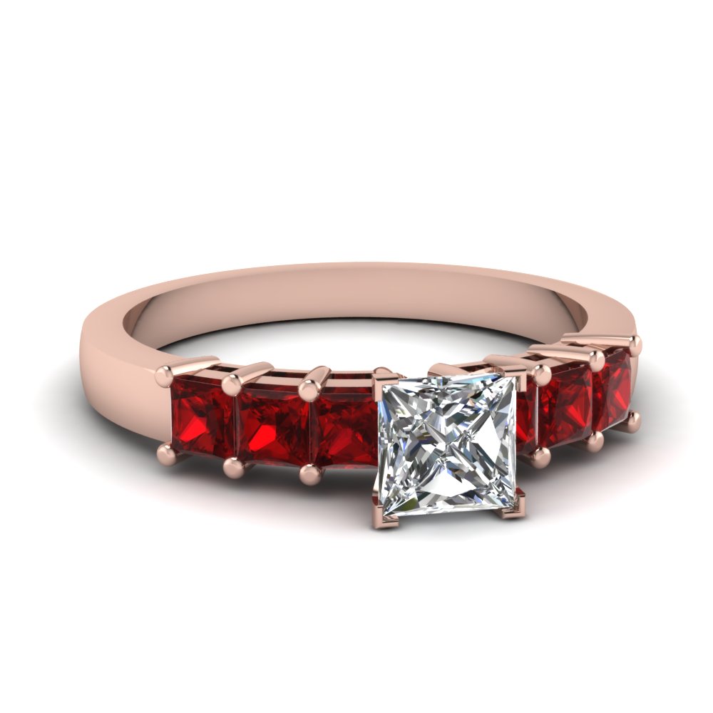7 Stone Princess Cut Diamond Ring