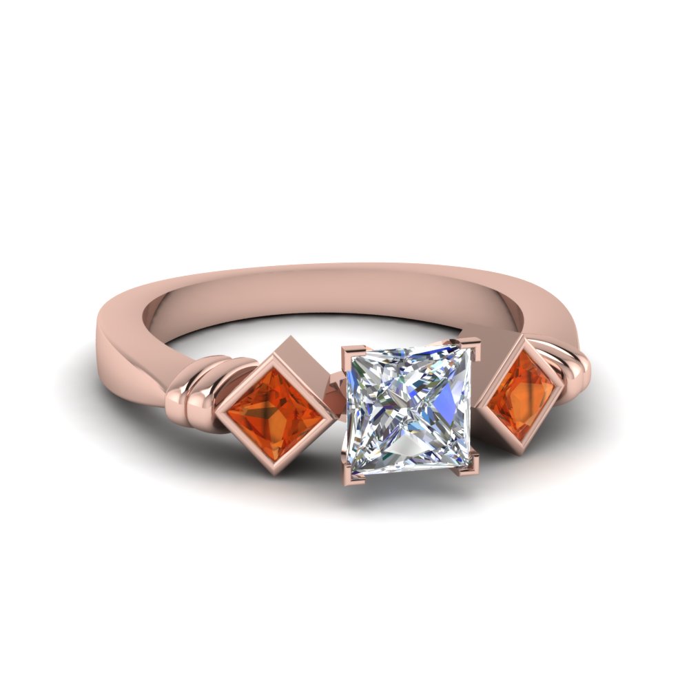 Kite Set Three Stone Princess Cut Ring