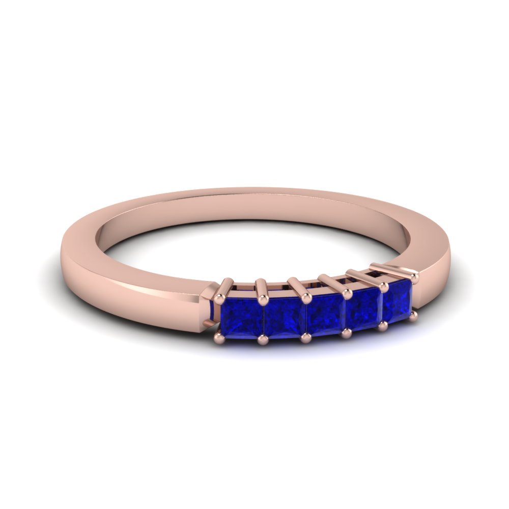 Blue Sapphire Princess Cut Anniversary Gemstone Ring 