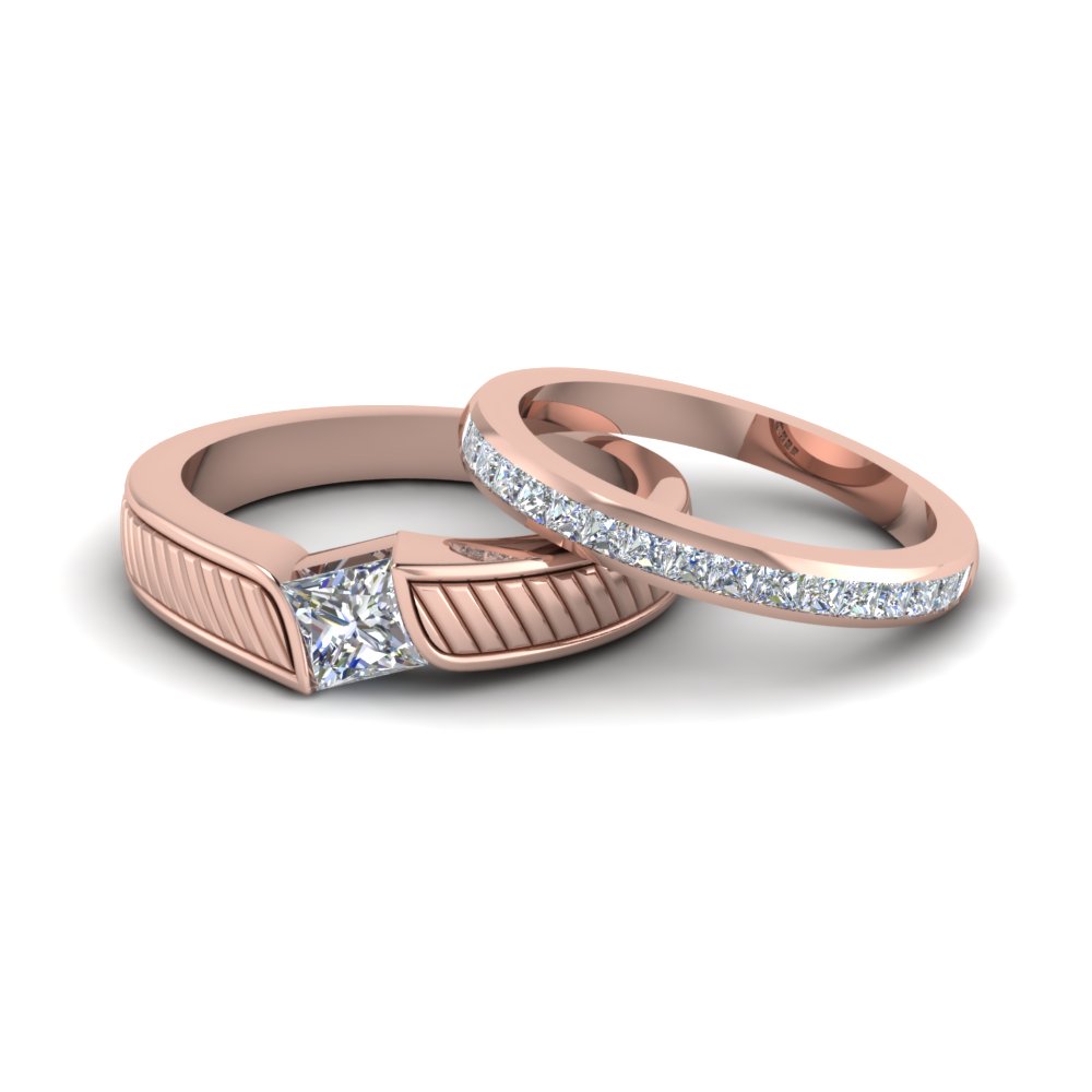 Rose gold deals engagement couple rings