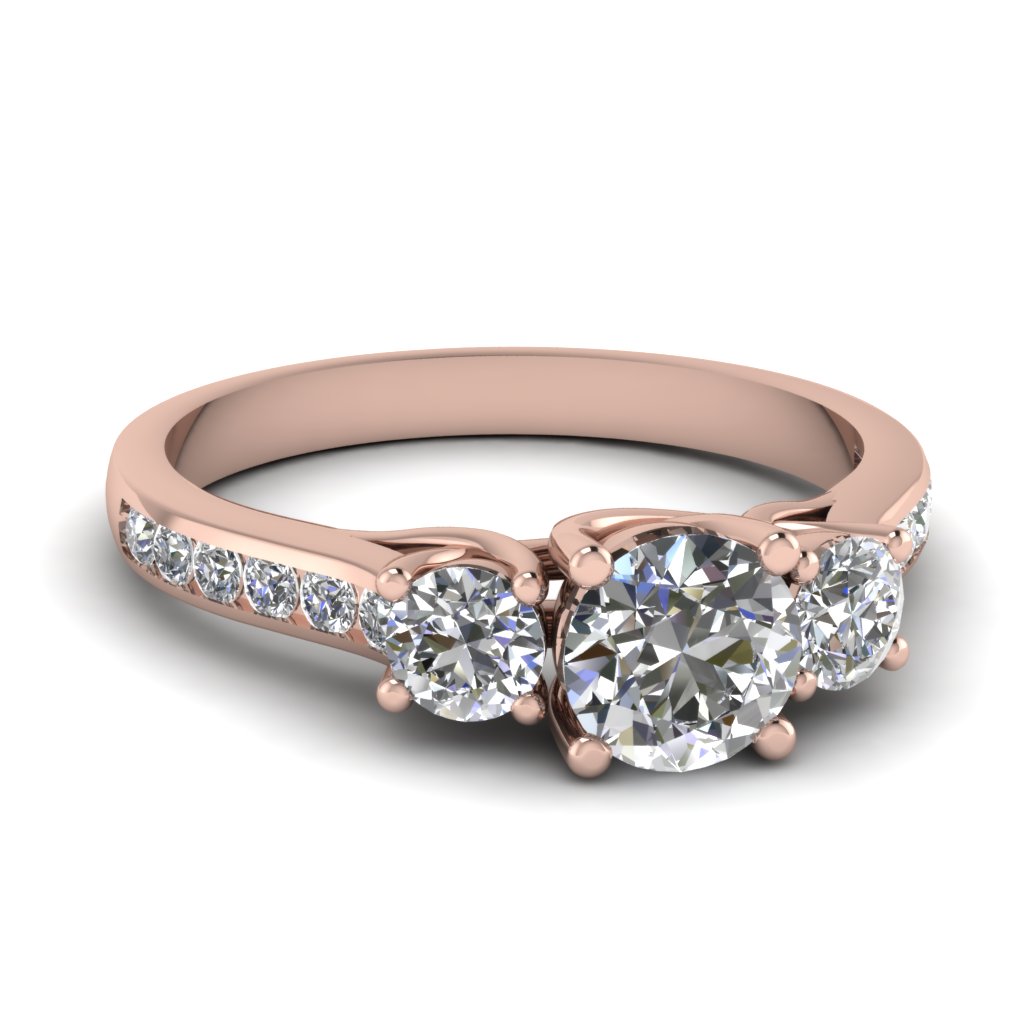 1.5 Ct. Round 3 Stone Diamond Engagement Ring