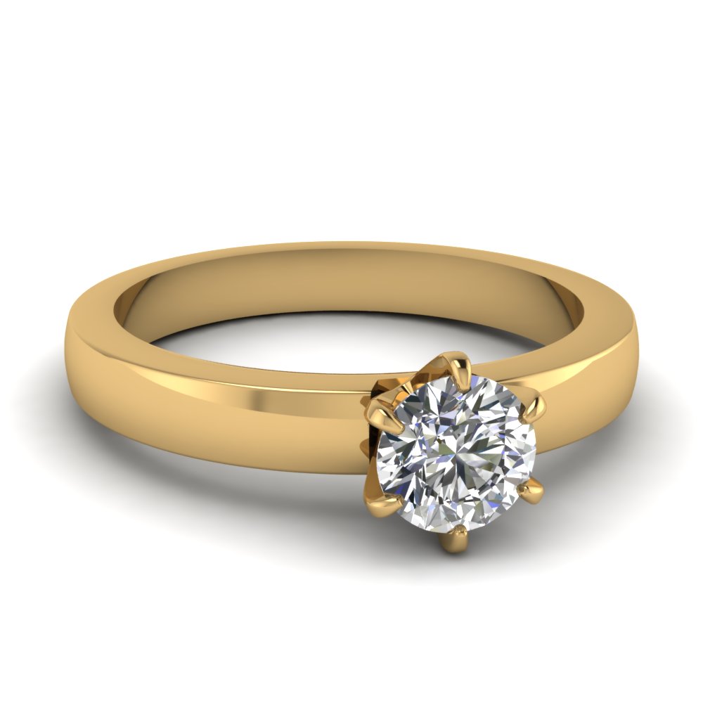 Six Prong Round Diamond Solitaire Proposal Ring