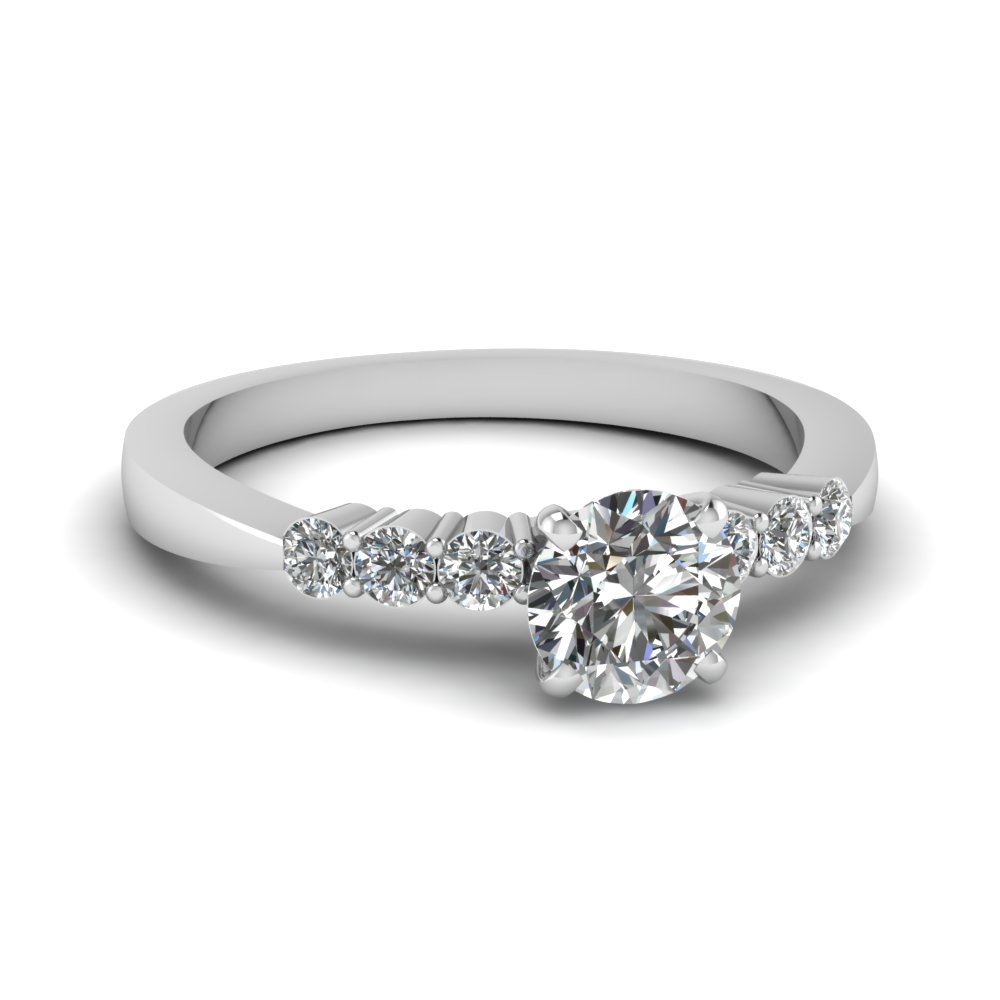 Simple White Gold Round Proposal Ring