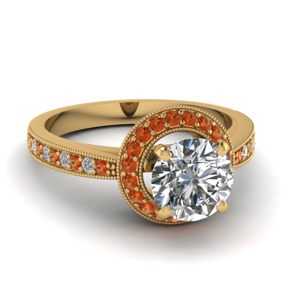 3/4 Carat Diamond Pave Milgrain Engagement Ring