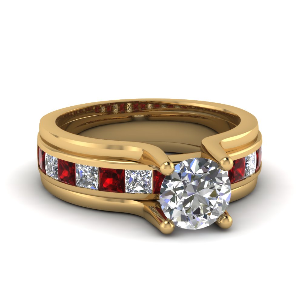 Princess diamond and ruby channel set amazing engagement ring