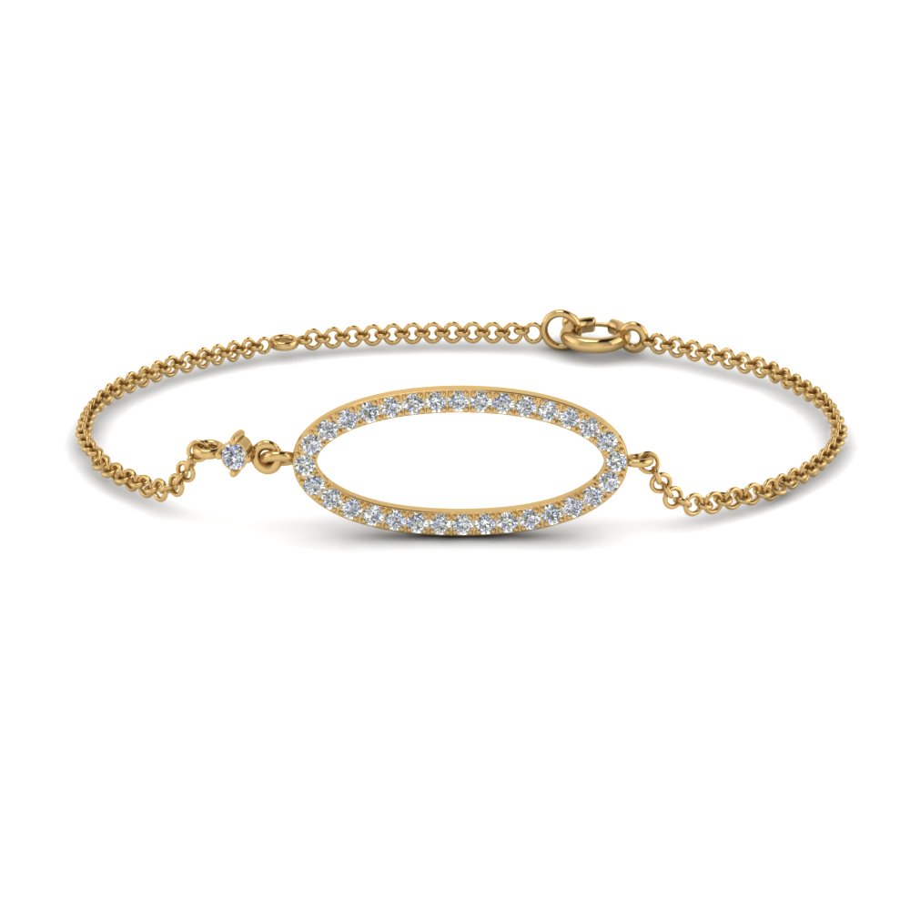 Diamond Oval Link Gold Mom Bracelet 