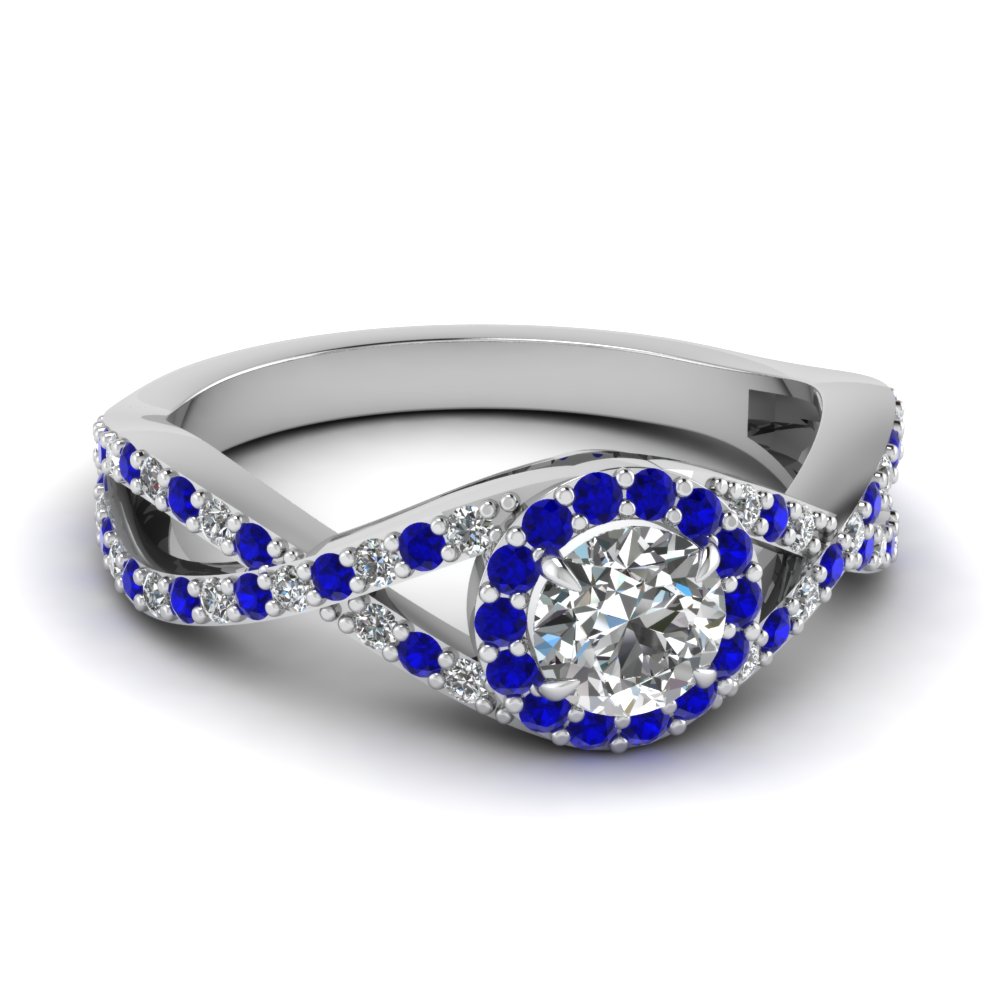Crossover Halo Diamond Engagement Ring