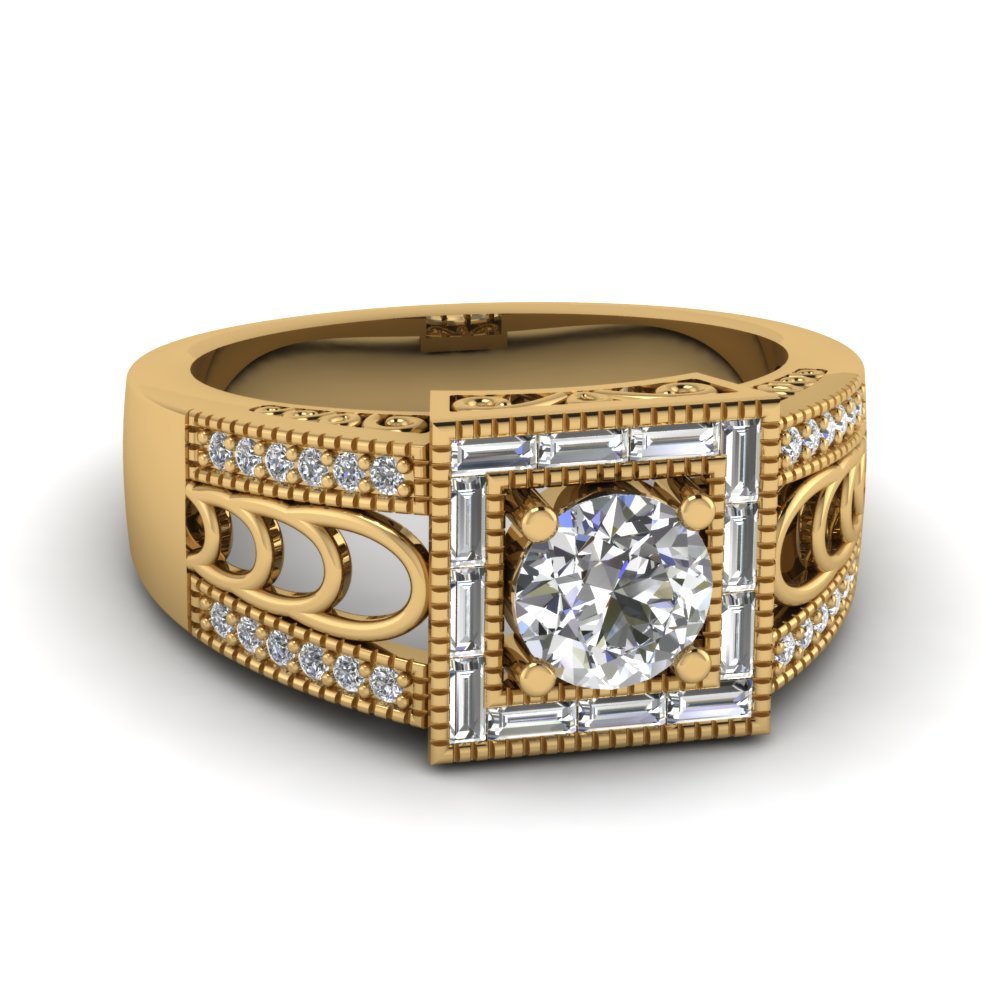 Baguette Halo Diamond Ring