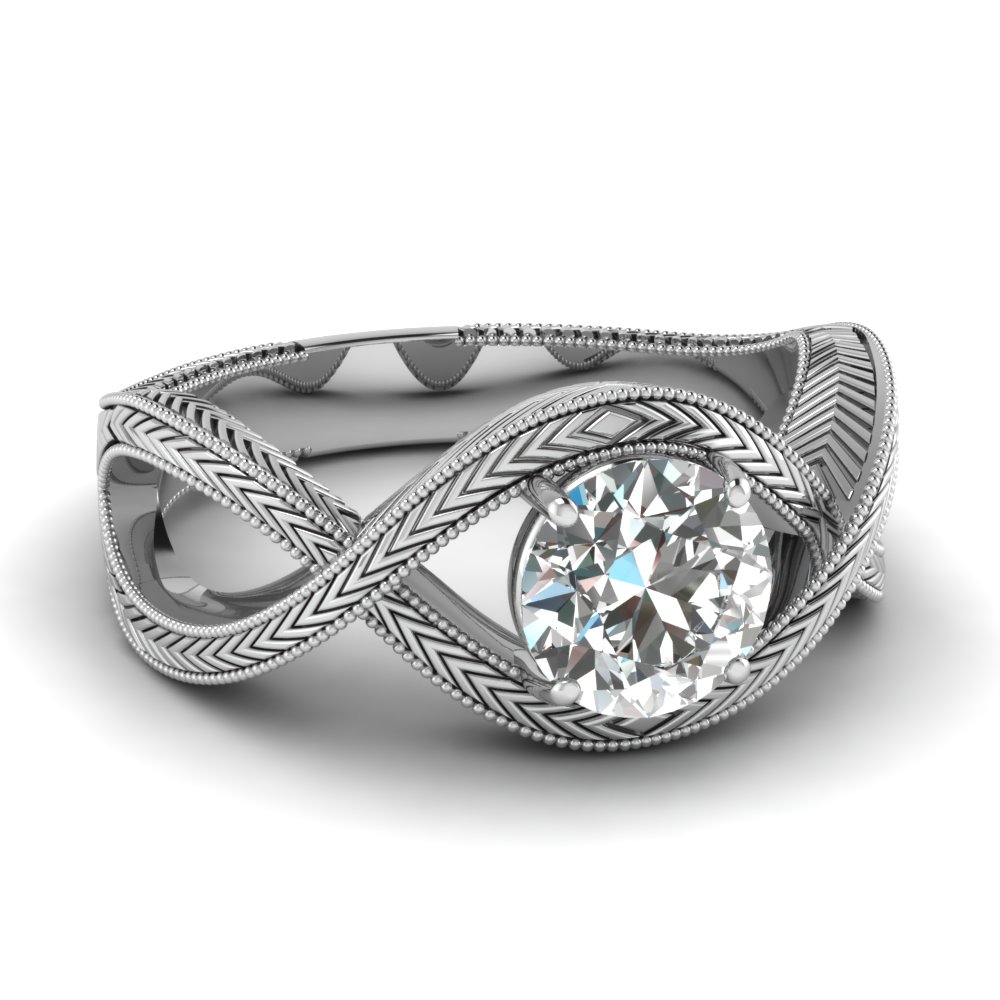 Infinity 1 Carat Diamond Solitaire Engraved Ring