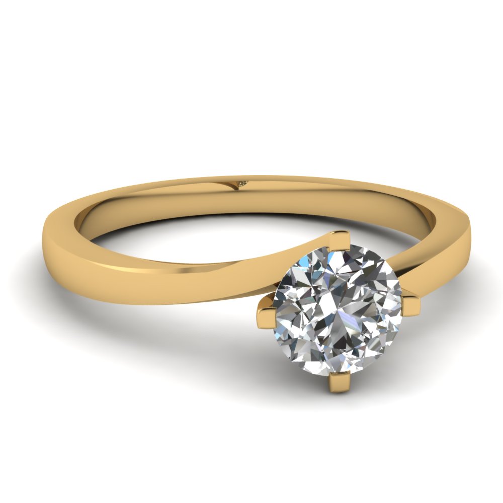 Yellow gold twist solitaire Engagement Ring