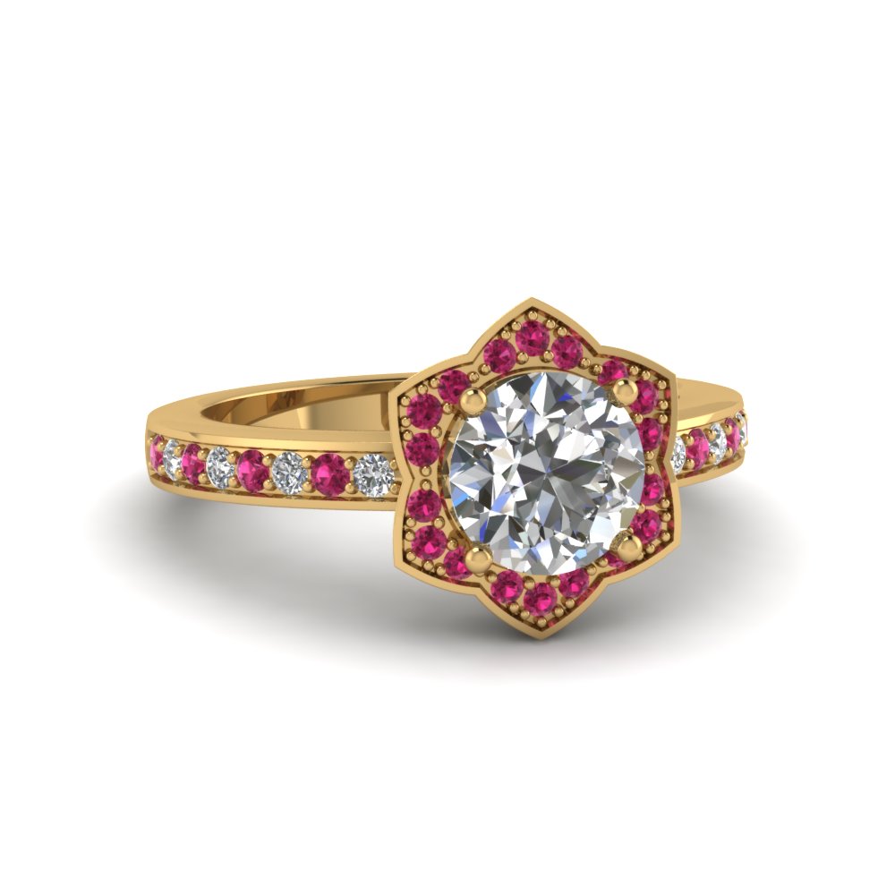 Sapphire Halo Diamond Engagement Ring