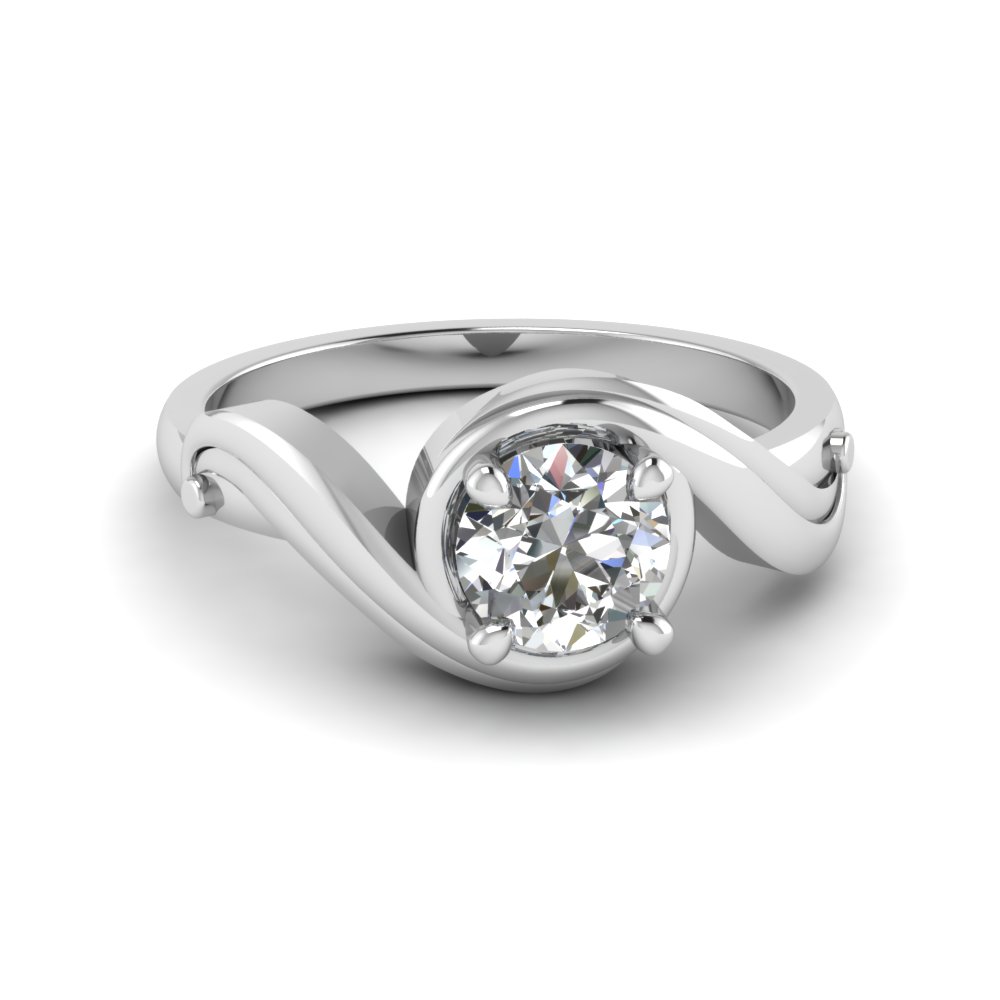Swirl Solitaire Round Diamond Ring