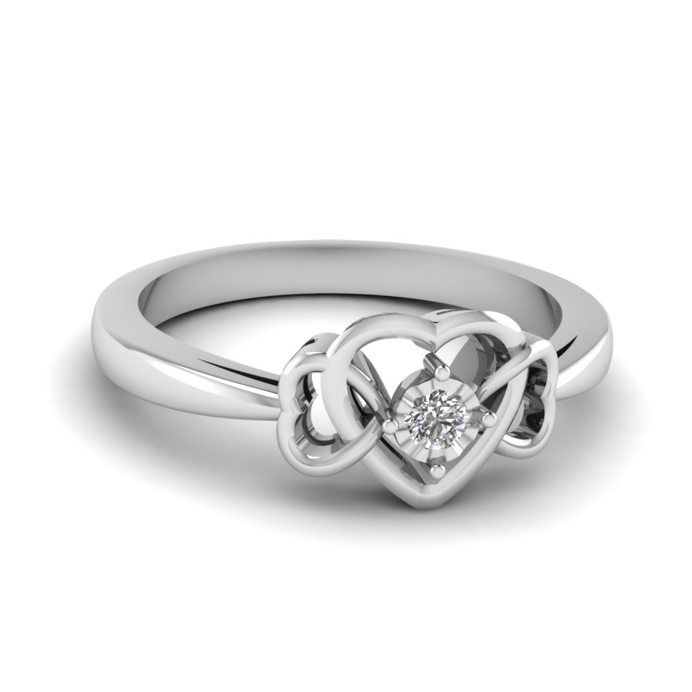 Interlinked Tri Heart Diamond Promise Ring
